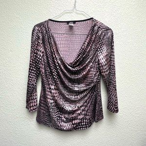 Women's MSK drappy snazzy black and tan with silver accents top size L